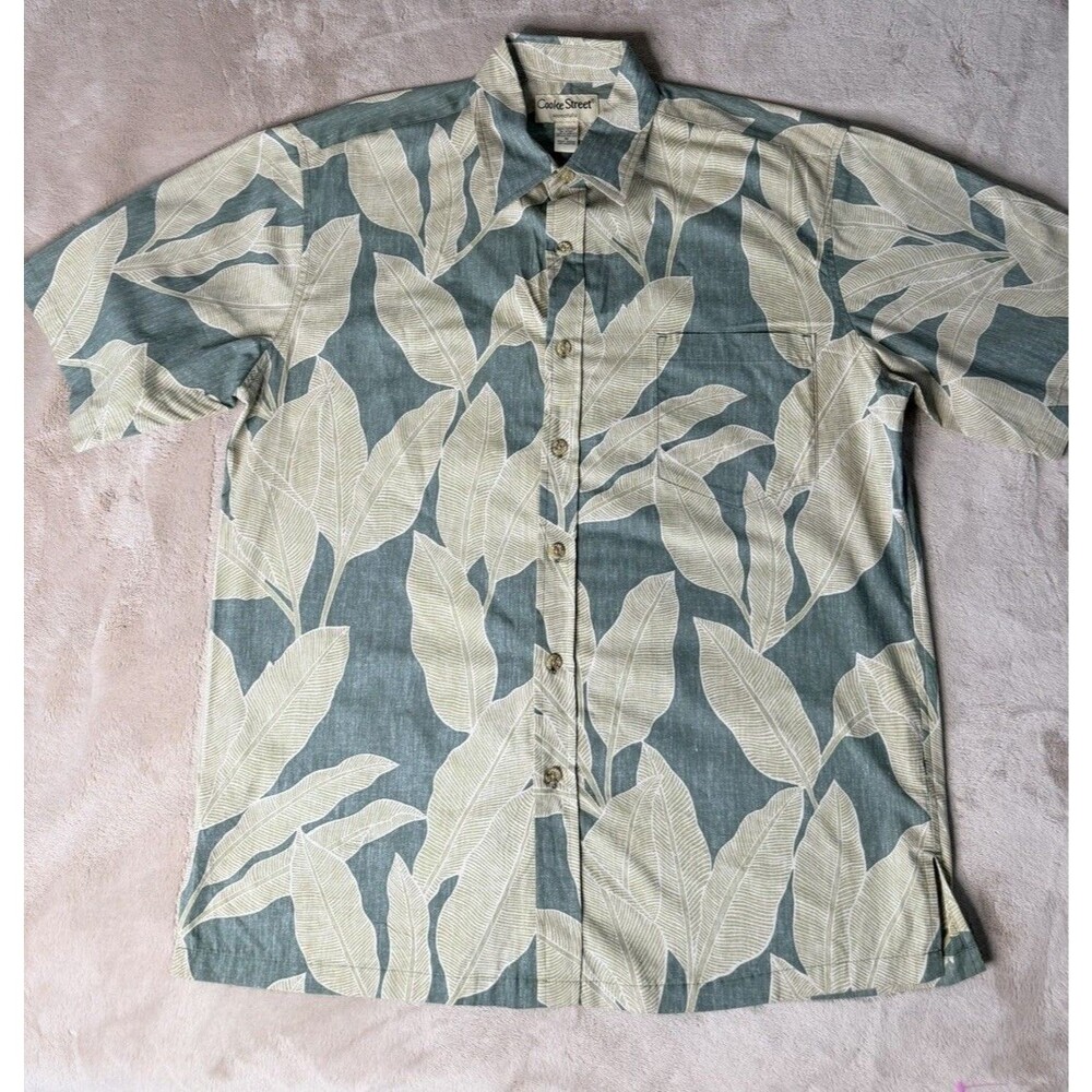 Cooke Street Honolulu Aloha Shirt Men Medium Green Tropical Hawaiian